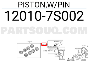 Nissan 120107S002 PISTON,W/PIN