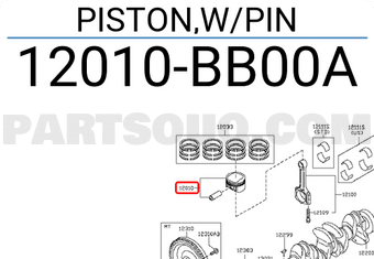 Nissan 12010BB00A PISTON,W/PIN