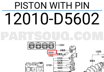 Nissan 12010D5602 PISTON WITH PIN