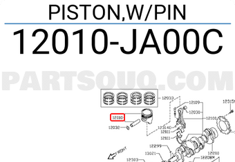 Nissan 12010JA00C PISTON,W/PIN