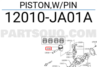 Nissan 12010JA01A PISTON,W/PIN