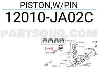 Nissan 12010JA02C PISTON,W/PIN