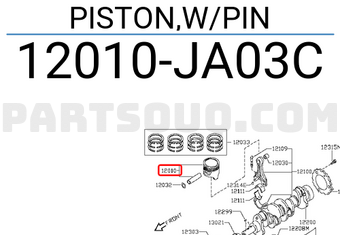Nissan 12010JA03C PISTON,W/PIN