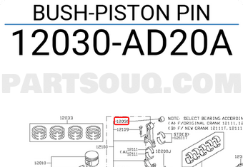 Nissan 12030AD20A BUSH-PISTON PIN