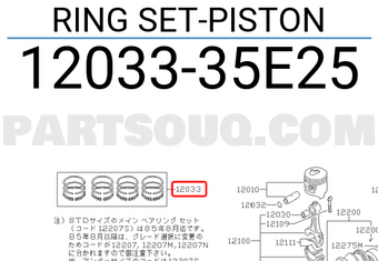 Nissan 1203335E25 RING SET-PISTON