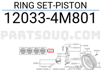 Nissan 120334M801 RING SET-PISTON