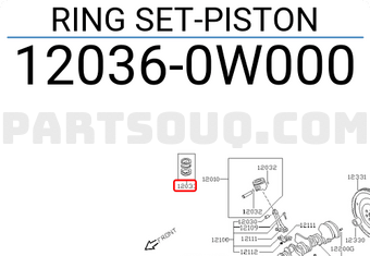 Nissan 120360W000 RING SET-PISTON