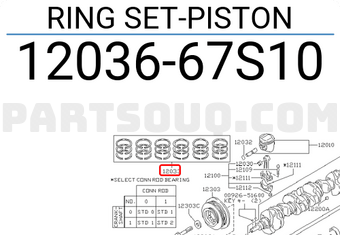 Nissan 1203667S10 RING SET-PISTON