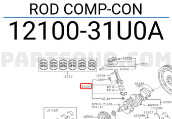 Nissan 1210031U0A ROD COMP-CON