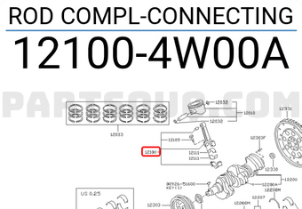 Nissan 121004W00A ROD COMPL-CONNECTING