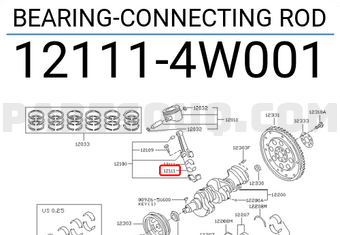 Nissan 121114W001 BEARING-CONNECTING ROD