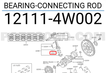 Nissan 121114W002 BEARING-CONNECTING ROD