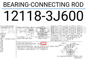 Nissan 121183J600 BEARING-CONNECTING ROD