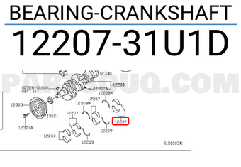 Nissan 1220731U1D BEARING-CRANKSHAFT