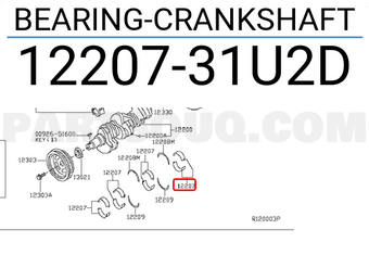 Nissan 1220731U2D BEARING-CRANKSHAFT