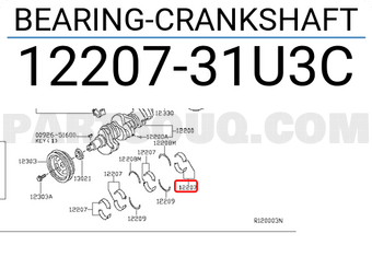 Nissan 1220731U3C BEARING-CRANKSHAFT
