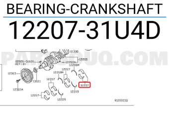 Nissan 1220731U4D BEARING-CRANKSHAFT