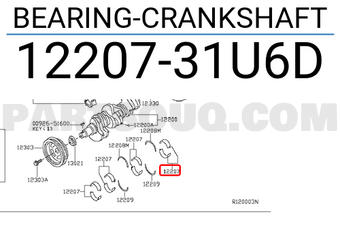 Nissan 1220731U6D BEARING-CRANKSHAFT