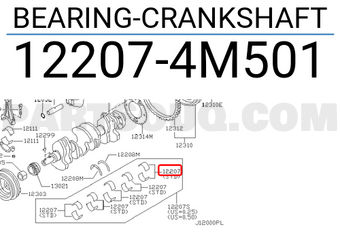 Nissan 122074M501 BEARING-CRANKSHAFT