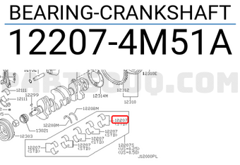 Nissan 122074M51A BEARING-CRANKSHAFT