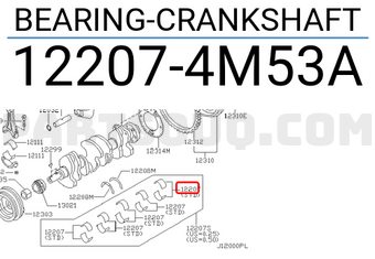 Nissan 122074M53A BEARING-CRANKSHAFT