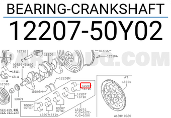 Nissan 1220750Y02 BEARING-CRANKSHAFT