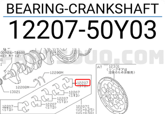Nissan 1220750Y03 BEARING-CRANKSHAFT