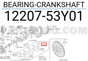 Nissan 1220753Y01 BEARING-CRANKSHAFT