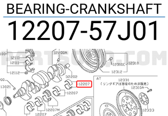 Nissan 1220757J01 BEARING-CRANKSHAFT