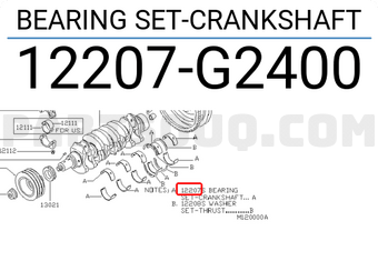 Nissan 12207G2400 BEARING SET-CRANKSHAFT