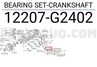 Nissan 12207G2402 BEARING SET-CRANKSHAFT