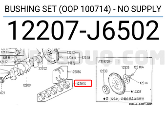 Nissan 12207J6502 BUSHING SET (OOP 100714) - NO SUPPLY