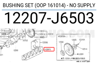 Nissan 12207J6503 BUSHING SET (OOP 161014) - NO SUPPLY