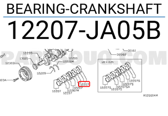 Nissan 12207JA05B BEARING-CRANKSHAFT