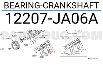 Nissan 12207JA06A BEARING-CRANKSHAFT