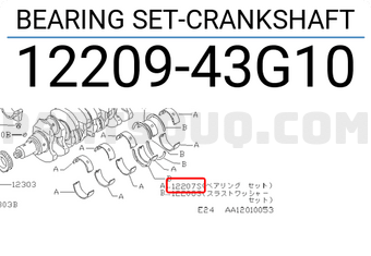 Nissan 1220943G10 BEARING SET-CRANKSHAFT