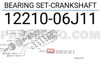 Nissan 1221006J11 BEARING SET-CRANKSHAFT