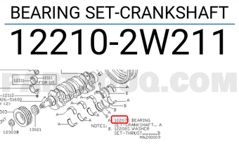 Nissan 122102W211 BEARING SET-CRANKSHAFT