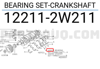 Nissan 122112W211 BEARING SET-CRANKSHAFT