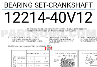 Nissan 1221440V12 BEARING SET-CRANKSHAFT