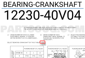 Nissan 1223040V04 BEARING-CRANKSHAFT