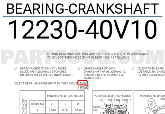 Nissan 1223040V10 BEARING-CRANKSHAFT