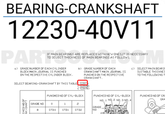 Nissan 1223040V11 BEARING-CRANKSHAFT