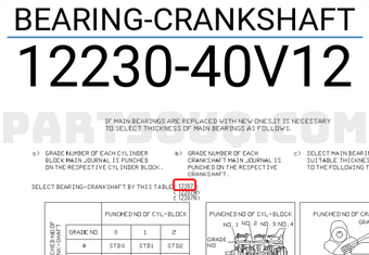 Nissan 1223040V12 BEARING-CRANKSHAFT