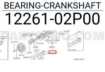Nissan 1226102P00 BEARING-CRANKSHAFT
