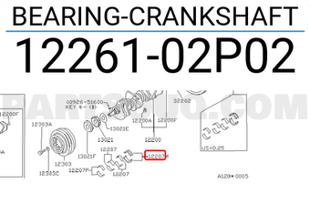 Nissan 1226102P02 BEARING-CRANKSHAFT