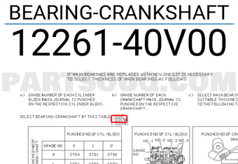 Nissan 1226140V00 BEARING-CRANKSHAFT