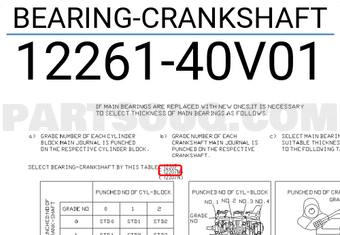 Nissan 1226140V01 BEARING-CRANKSHAFT