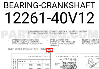 Nissan 1226140V12 BEARING-CRANKSHAFT