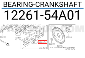 Nissan 1226154A01 BEARING-CRANKSHAFT